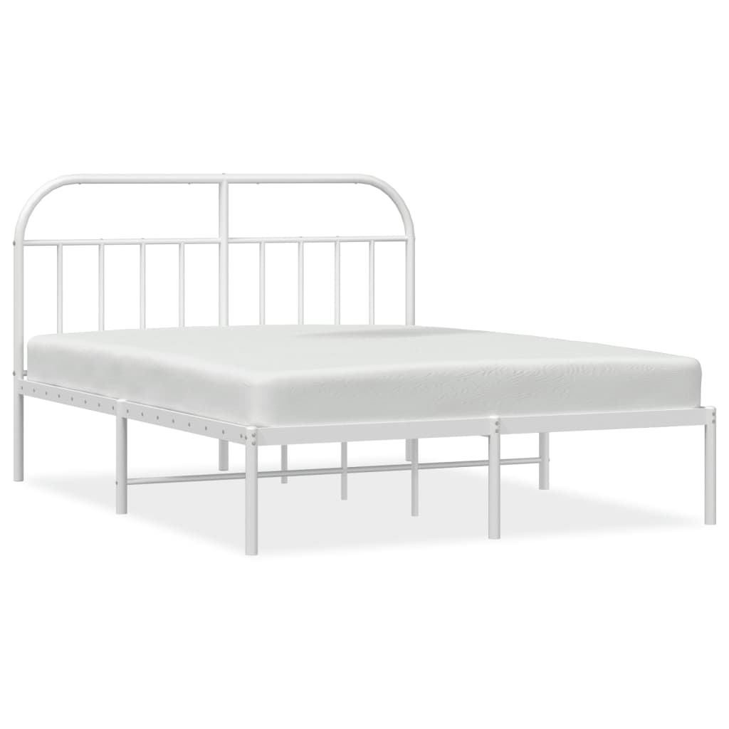 vidaXL Bed Frame | White | Powder-Coated Steel | 140x190 cm | Bed Frame
