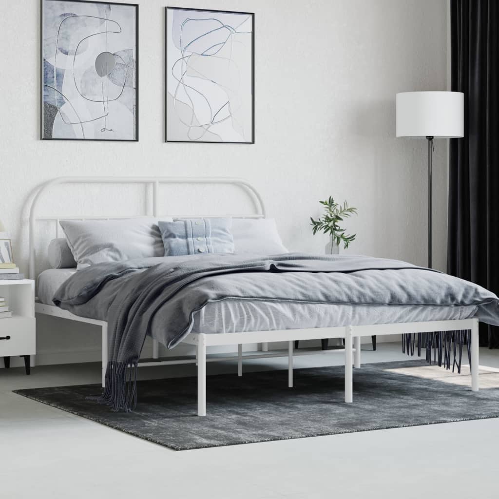 vidaXL Bed Frame | White | Powder-Coated Steel | 140x190 cm | Bed Frame