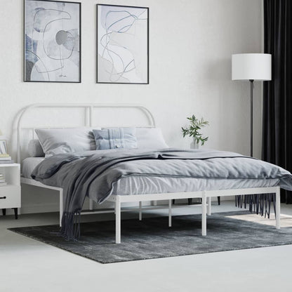 vidaXL Bed Frame | White | Powder-Coated Steel | 140x190 cm | Bed Frame