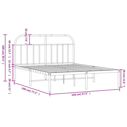 vidaXL Bed Frame | White | Powder-Coated Steel | 140x190 cm | Bed Frame