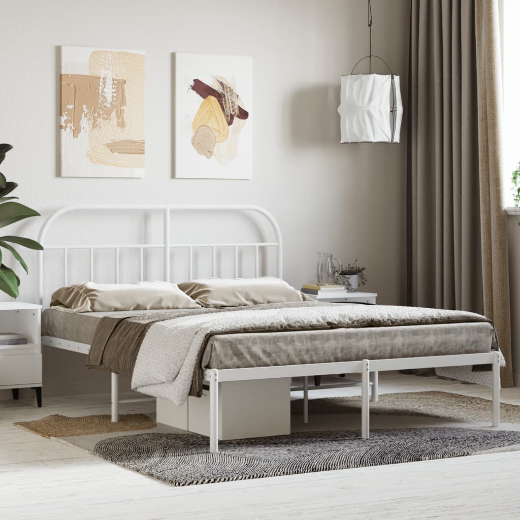 vidaXL Bed Frame | White | Powder-Coated Steel | 140x190 cm | Bed Frame