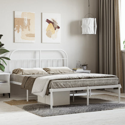 vidaXL Bed Frame | White | Powder-Coated Steel | 140x190 cm | Bed Frame
