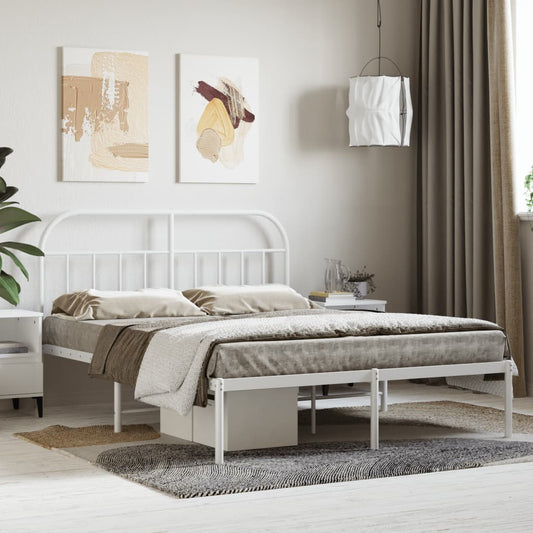 vidaXL Bed Frame | White | Powder-Coated Steel | 140x190 cm | Bed Frame
