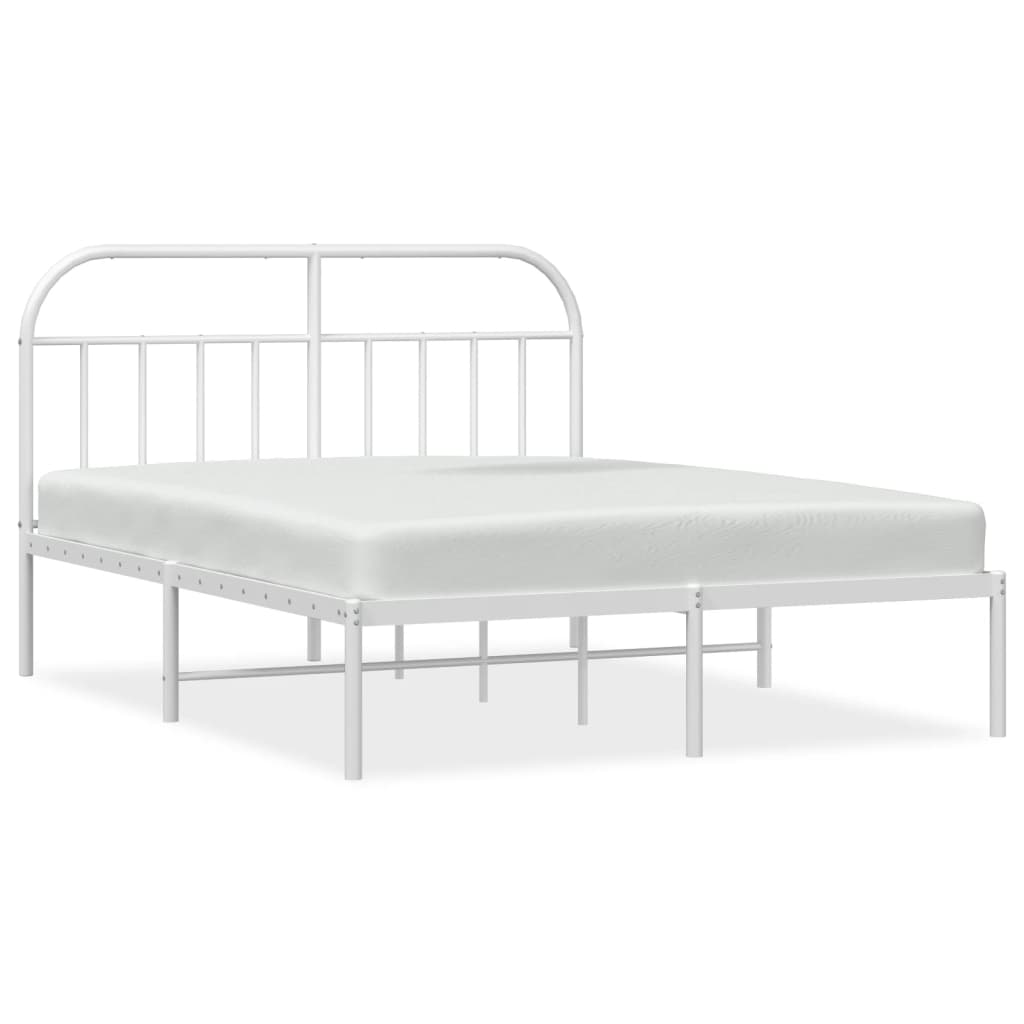 vidaXL Bed Frame | White | Powder-Coated Steel | 140x200 cm | Tough | Bed Frame