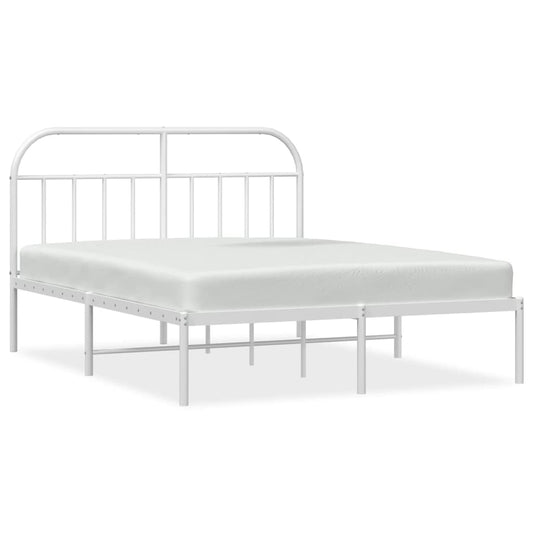 vidaXL Bed Frame | White | Powder-Coated Steel | 140x200 cm | Tough | Bed Frame