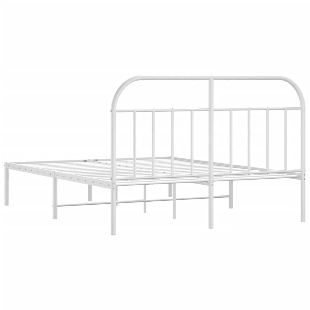 vidaXL Bed Frame | White | Powder-Coated Steel | 140x200 cm | Tough | Bed Frame