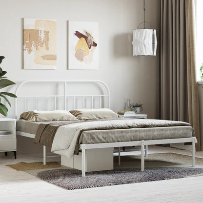 vidaXL Bed Frame | White | Powder-Coated Steel | 140x200 cm | Tough | Bed Frame