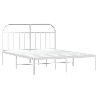 vidaXL Metal Bed Frame without Mattress with Headboard White 150x200cm