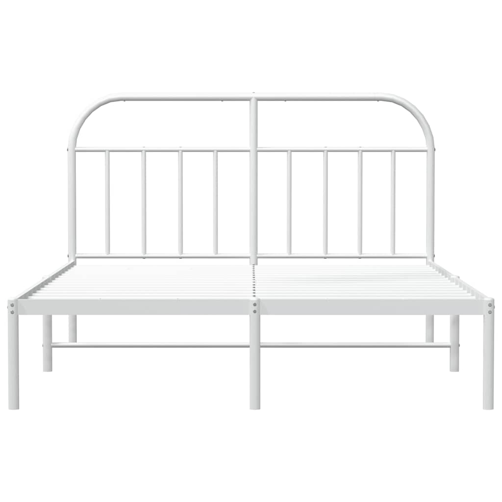 vidaXL Metal Bed Frame without Mattress with Headboard White 150x200cm
