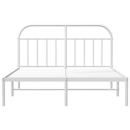 vidaXL Metal Bed Frame without Mattress with Headboard White 150x200cm