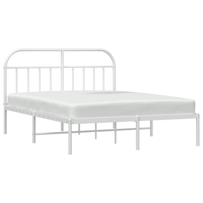 vidaXL Metal Bed Frame without Mattress with Headboard White 160x200cm