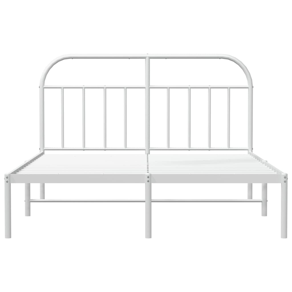 vidaXL Metal Bed Frame without Mattress with Headboard White 160x200cm
