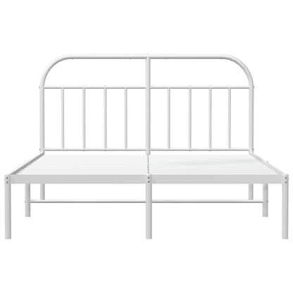 vidaXL Metal Bed Frame without Mattress with Headboard White 160x200cm