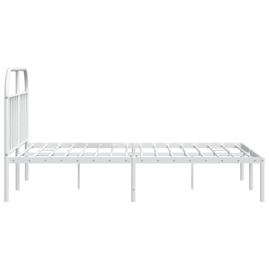 vidaXL Metal Bed Frame without Mattress with Headboard White 160x200cm