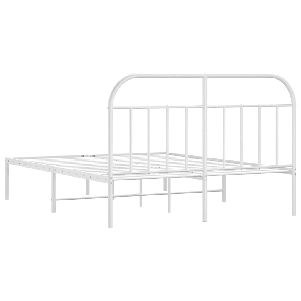 vidaXL Metal Bed Frame without Mattress with Headboard White 160x200cm