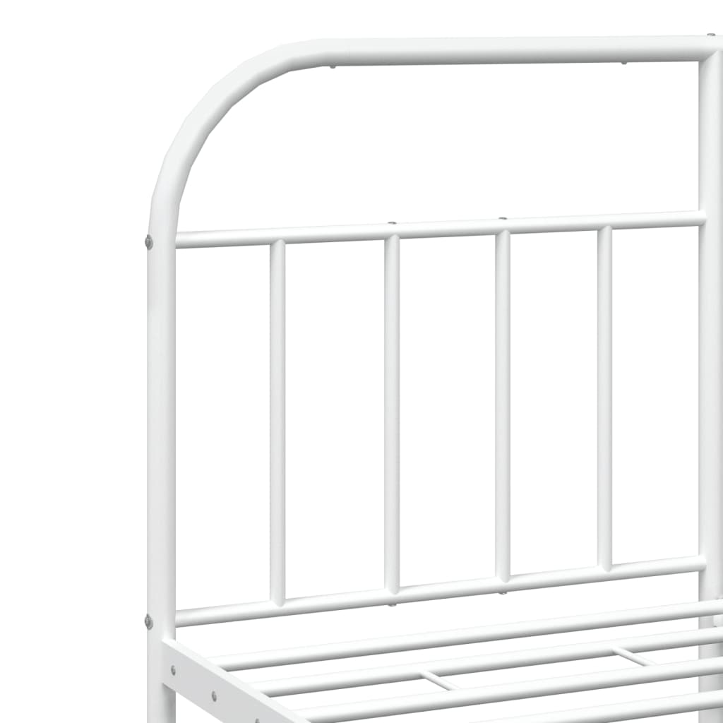 vidaXL Metal Bed Frame without Mattress with Headboard White 160x200cm