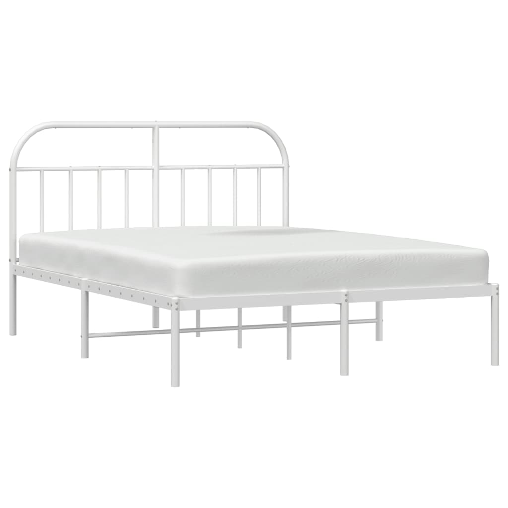 vidaXL Metal Bed Frame without Mattress with Headboard White 180x200cm