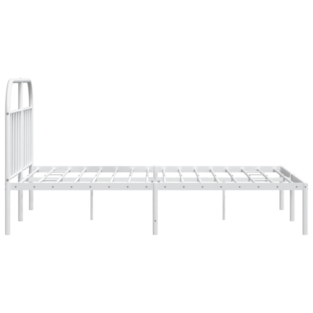vidaXL Metal Bed Frame without Mattress with Headboard White 180x200cm