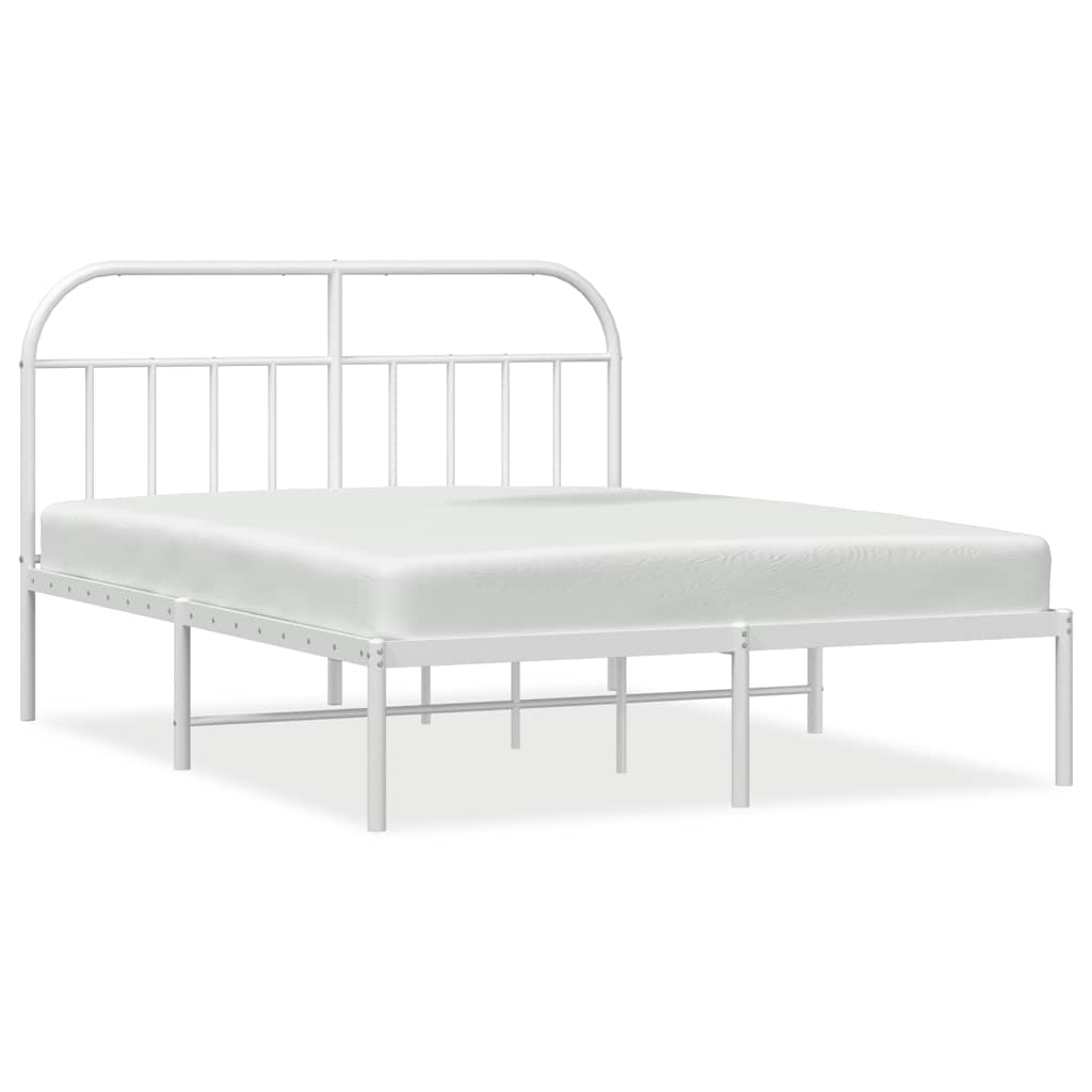 vidaXL Bed Frame | White | Powder-Coated Steel | Double | Bed Frame