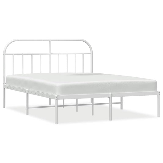 vidaXL Bed Frame | White | Powder-Coated Steel | Double | Bed Frame