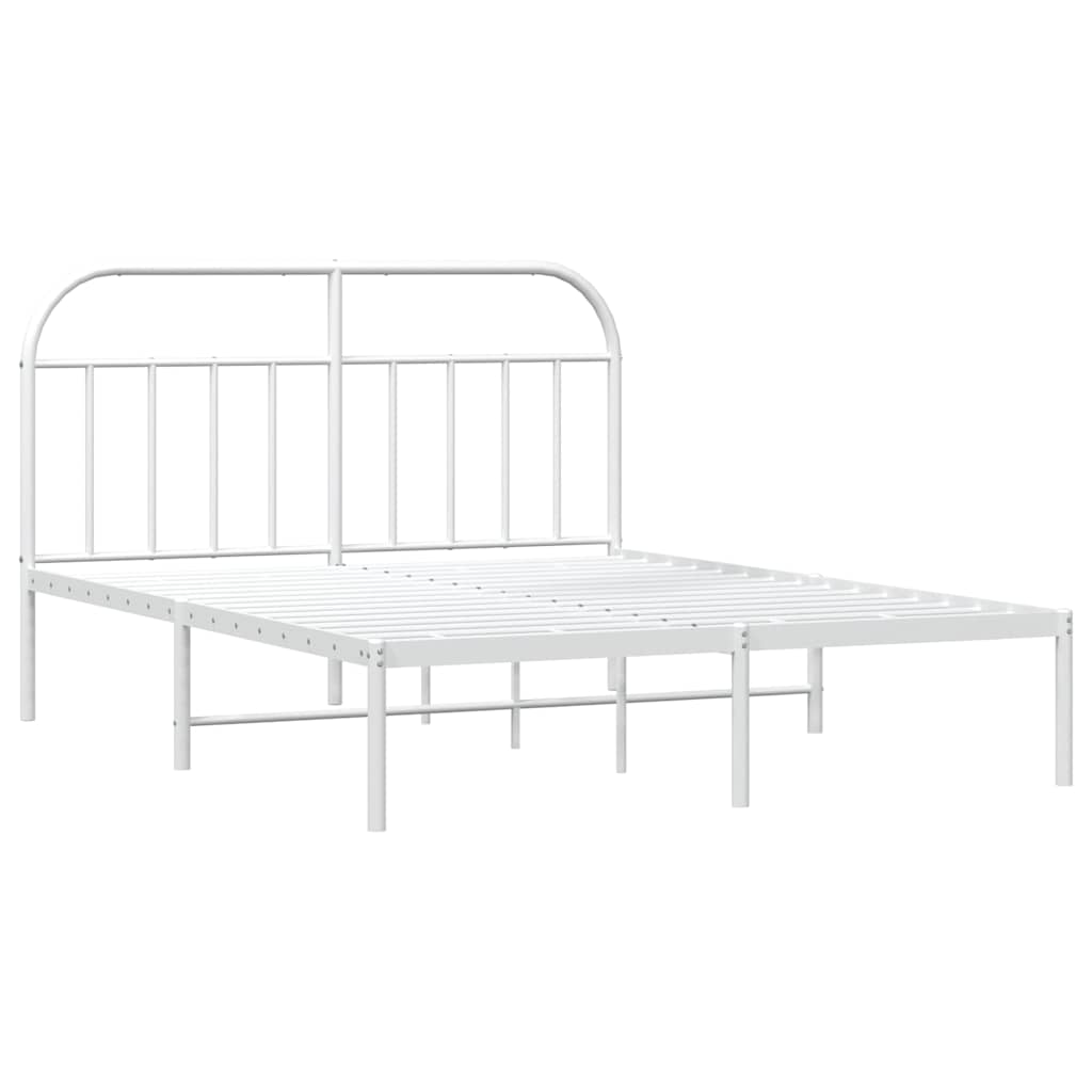 vidaXL Bed Frame | White | Powder-Coated Steel | Double | Bed Frame