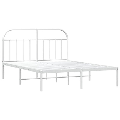 vidaXL Bed Frame | White | Powder-Coated Steel | Double | Bed Frame