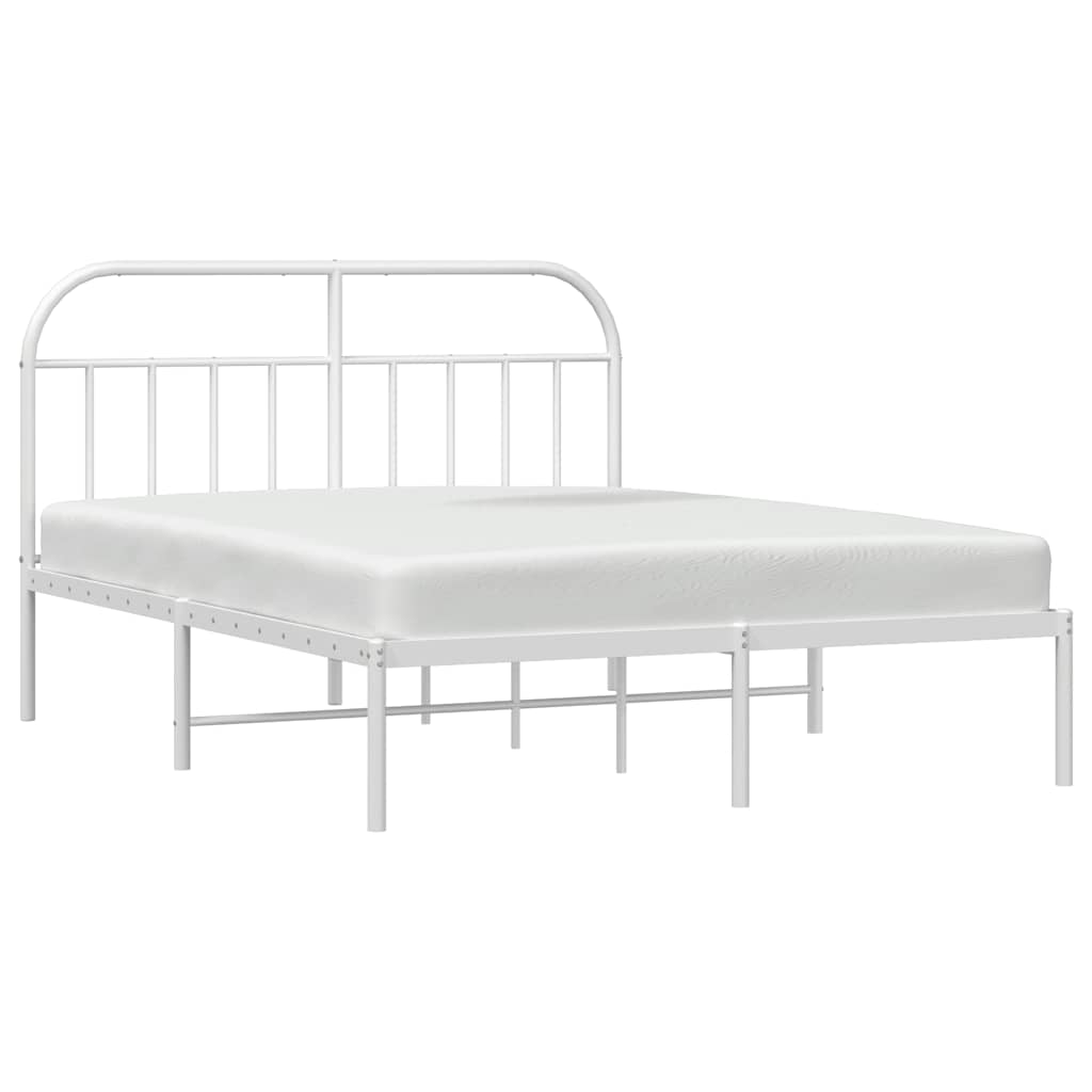 vidaXL Bed Frame | White | Powder-Coated Steel | Double | Bed Frame