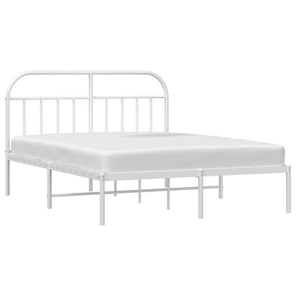 vidaXL Bed Frame | White | Powder-Coated Steel | Double | Bed Frame