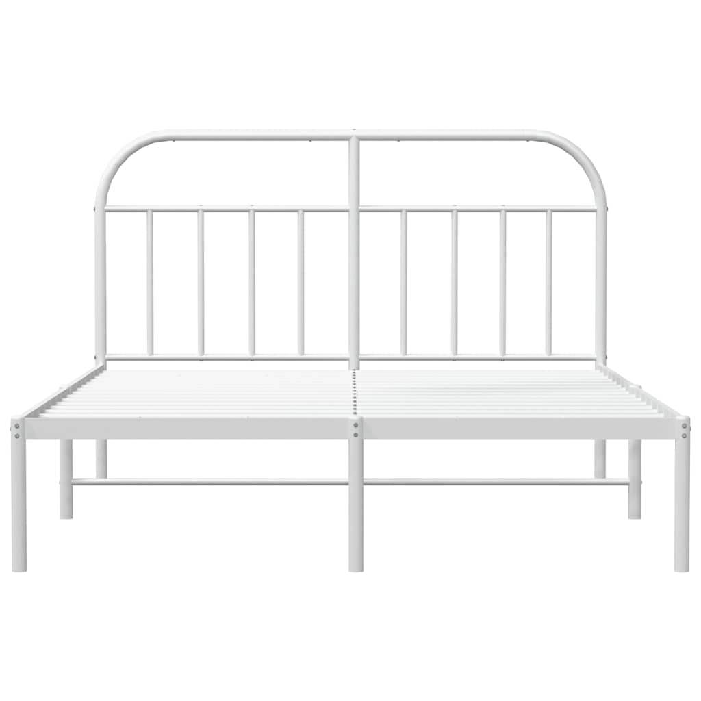 vidaXL Bed Frame | White | Powder-Coated Steel | Double | Bed Frame