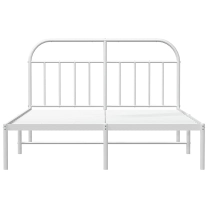 vidaXL Bed Frame | White | Powder-Coated Steel | Double | Bed Frame