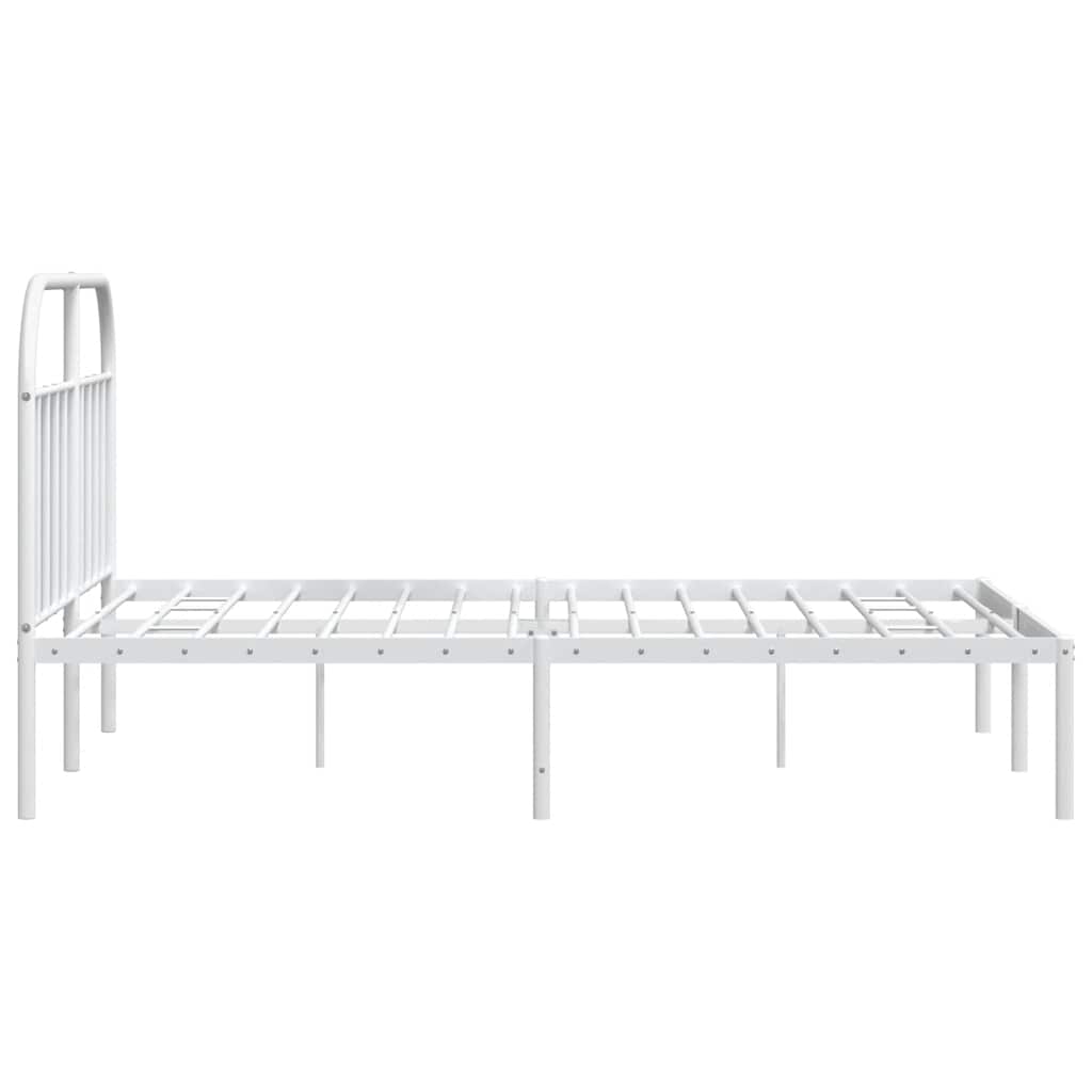 vidaXL Bed Frame | White | Powder-Coated Steel | Double | Bed Frame