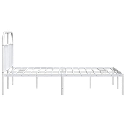 vidaXL Bed Frame | White | Powder-Coated Steel | Double | Bed Frame