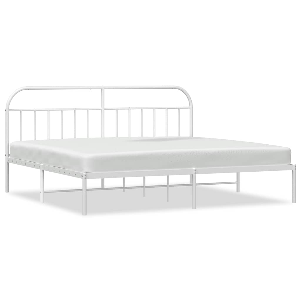 vidaXL Metal Bed Frame without Mattress with Headboard White 193x203cm