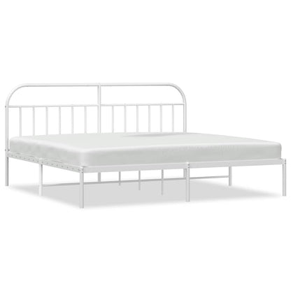 vidaXL Metal Bed Frame without Mattress with Headboard White 193x203cm