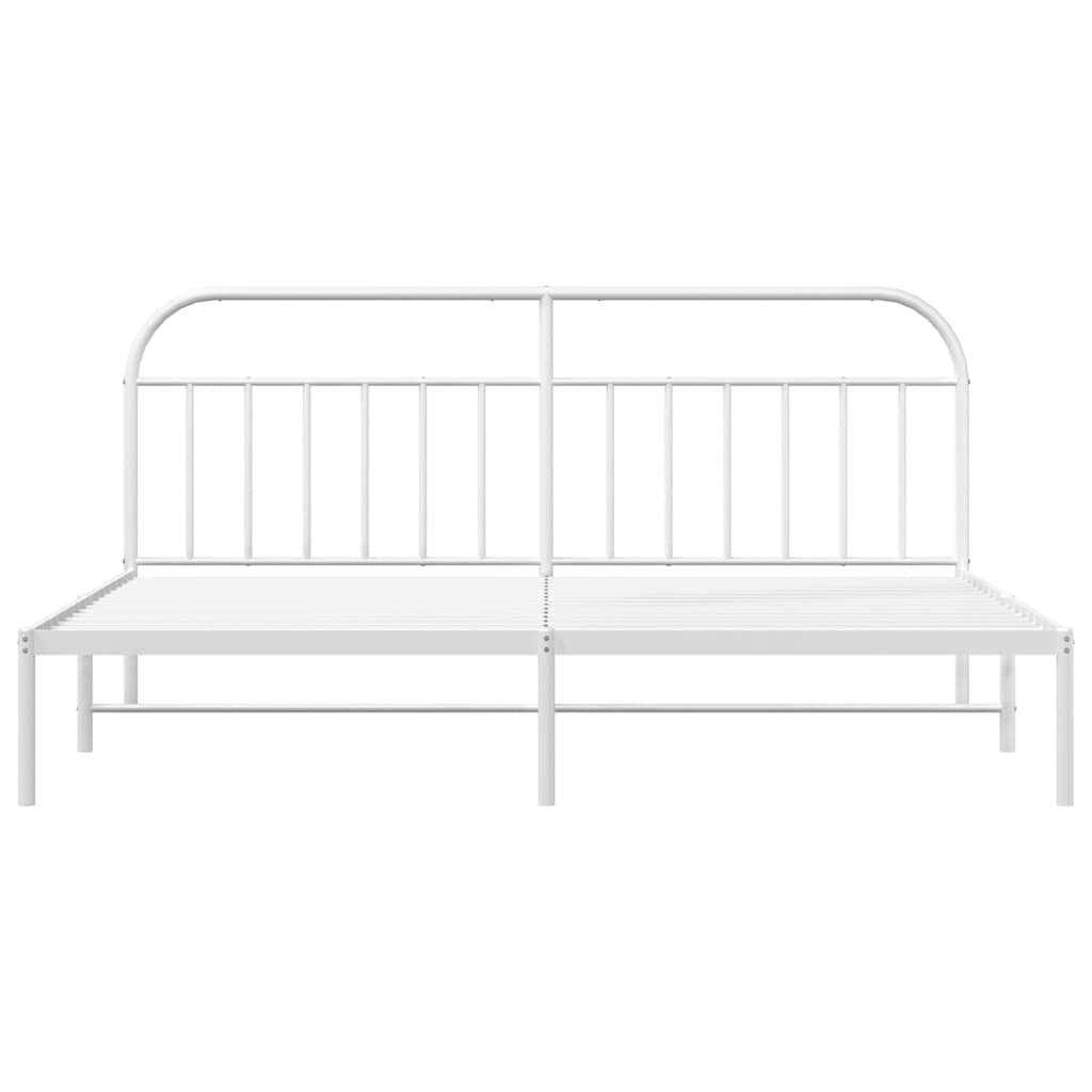 vidaXL Metal Bed Frame without Mattress with Headboard White 193x203cm