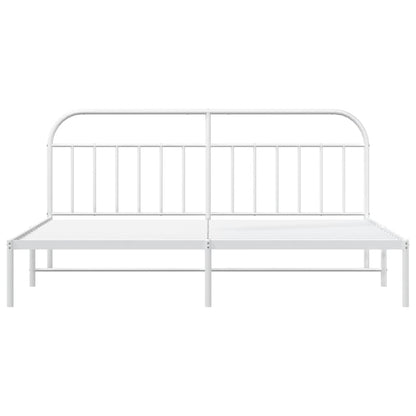 vidaXL Metal Bed Frame without Mattress with Headboard White 193x203cm