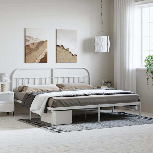 vidaXL Bed Frame | White | Powder-coated steel | 193x203 cm | Bed Frame