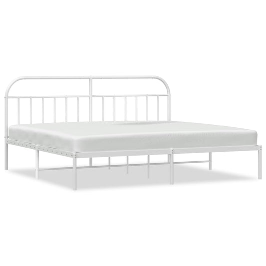 vidaXL Bed Frame | White | Steel | 200x200 cm | Bed Frame | Rectangular