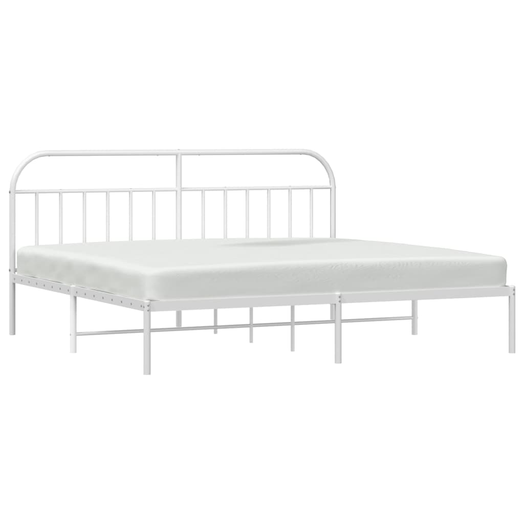 vidaXL Metal Bed Frame without Mattress with Headboard White 200x200cm