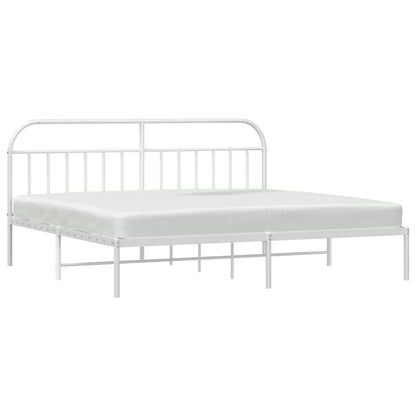 vidaXL Metal Bed Frame without Mattress with Headboard White 200x200cm