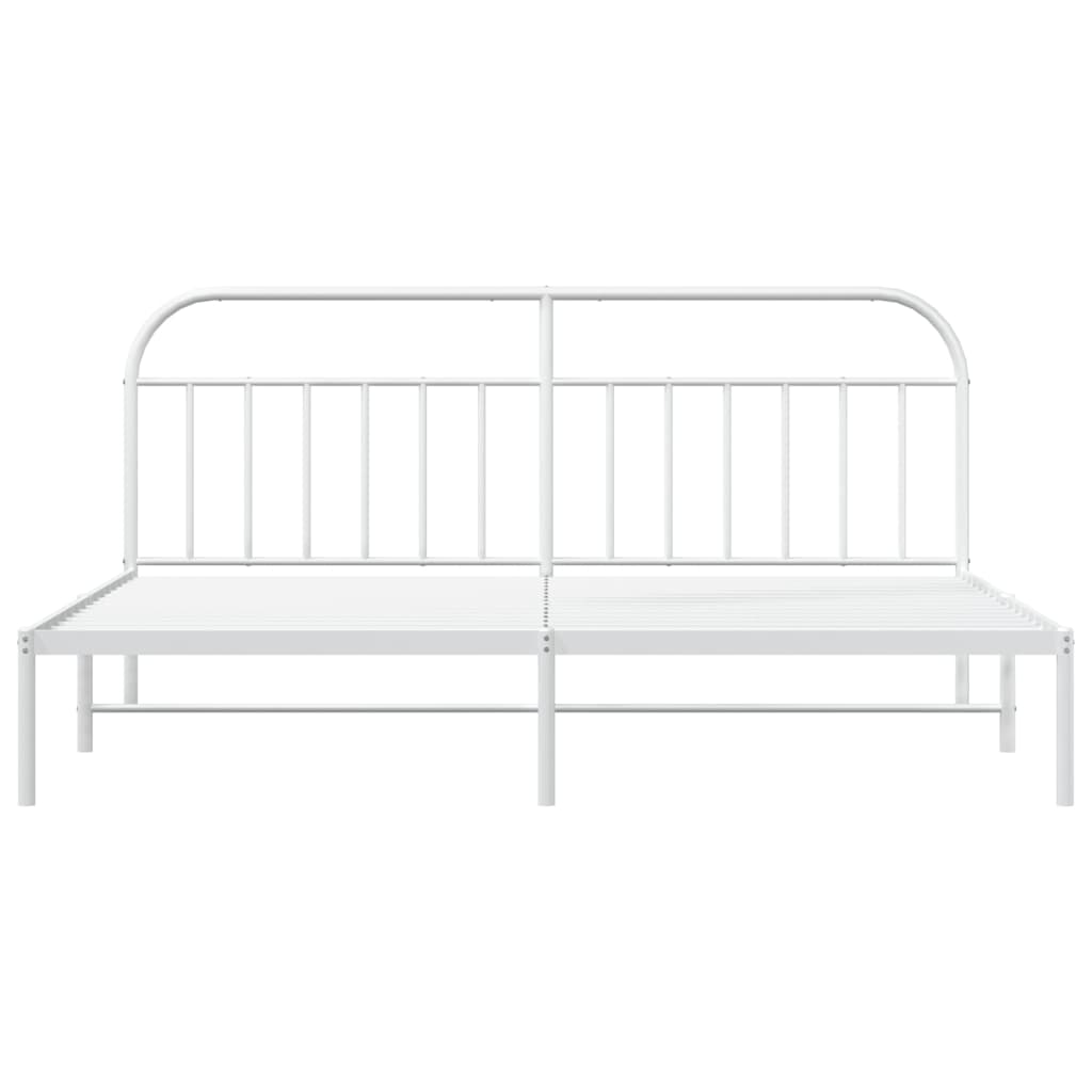 vidaXL Metal Bed Frame without Mattress with Headboard White 200x200cm