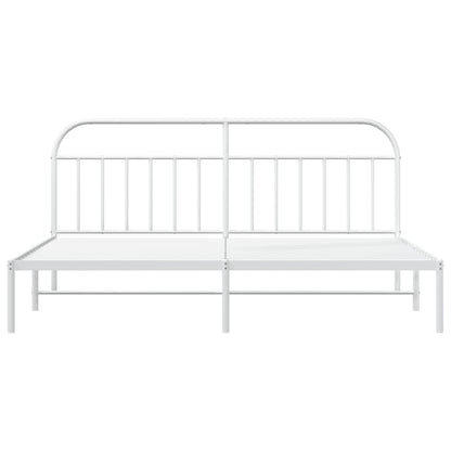 vidaXL Metal Bed Frame without Mattress with Headboard White 200x200cm