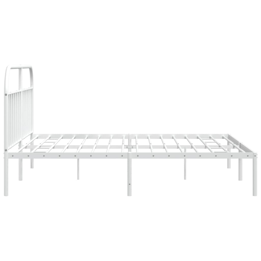 vidaXL Metal Bed Frame without Mattress with Headboard White 200x200cm