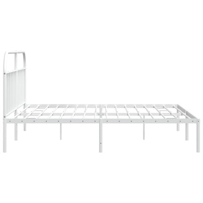 vidaXL Metal Bed Frame without Mattress with Headboard White 200x200cm