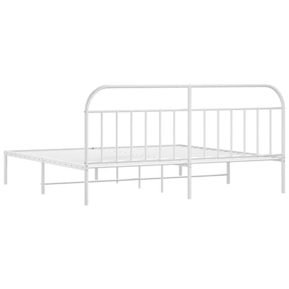 vidaXL Metal Bed Frame without Mattress with Headboard White 200x200cm