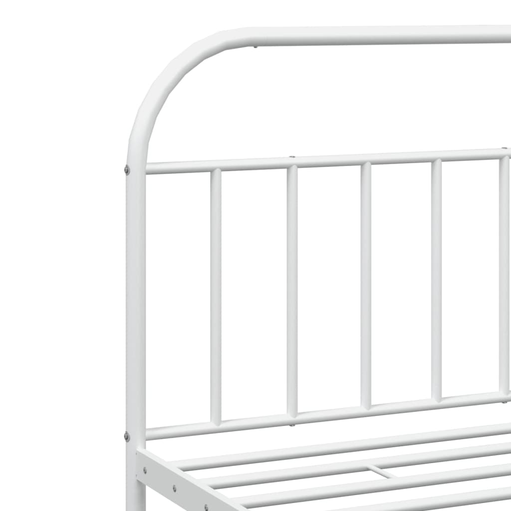 vidaXL Metal Bed Frame without Mattress with Headboard White 200x200cm