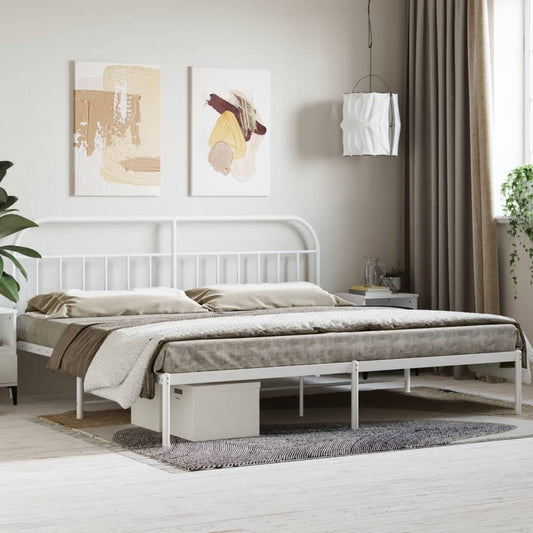 vidaXL Bed Frame | White | Steel | 200x200 cm | Bed Frame | Rectangular