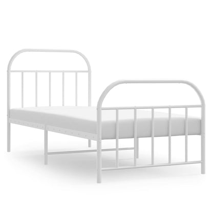 vidaXL Metal Bed Frame without Mattress with Footboard White 90x190cm