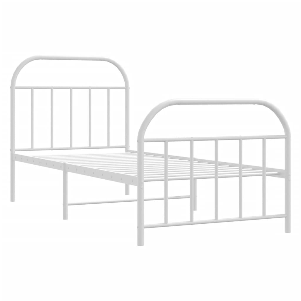 vidaXL Metal Bed Frame without Mattress with Footboard White 90x190cm