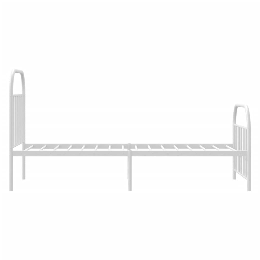 vidaXL Metal Bed Frame without Mattress with Footboard White 90x190cm